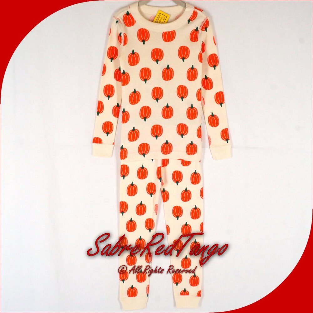 NWT Hanna Andersson Organic Long Johns Pajamas Halloween Pumpkin Patch 110 5